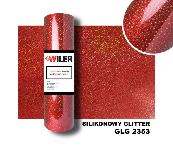 Folia SILIKONOWY GLITTER GLG 2353 - RED STARS